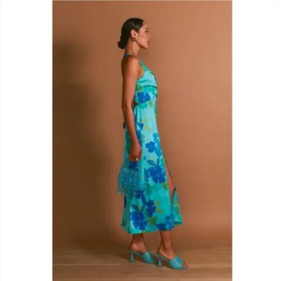 NWOT Show Me Your Mumu Mina Midi Dress | Size XL | Blue Piccadilly Floral - Picture 4 of 6